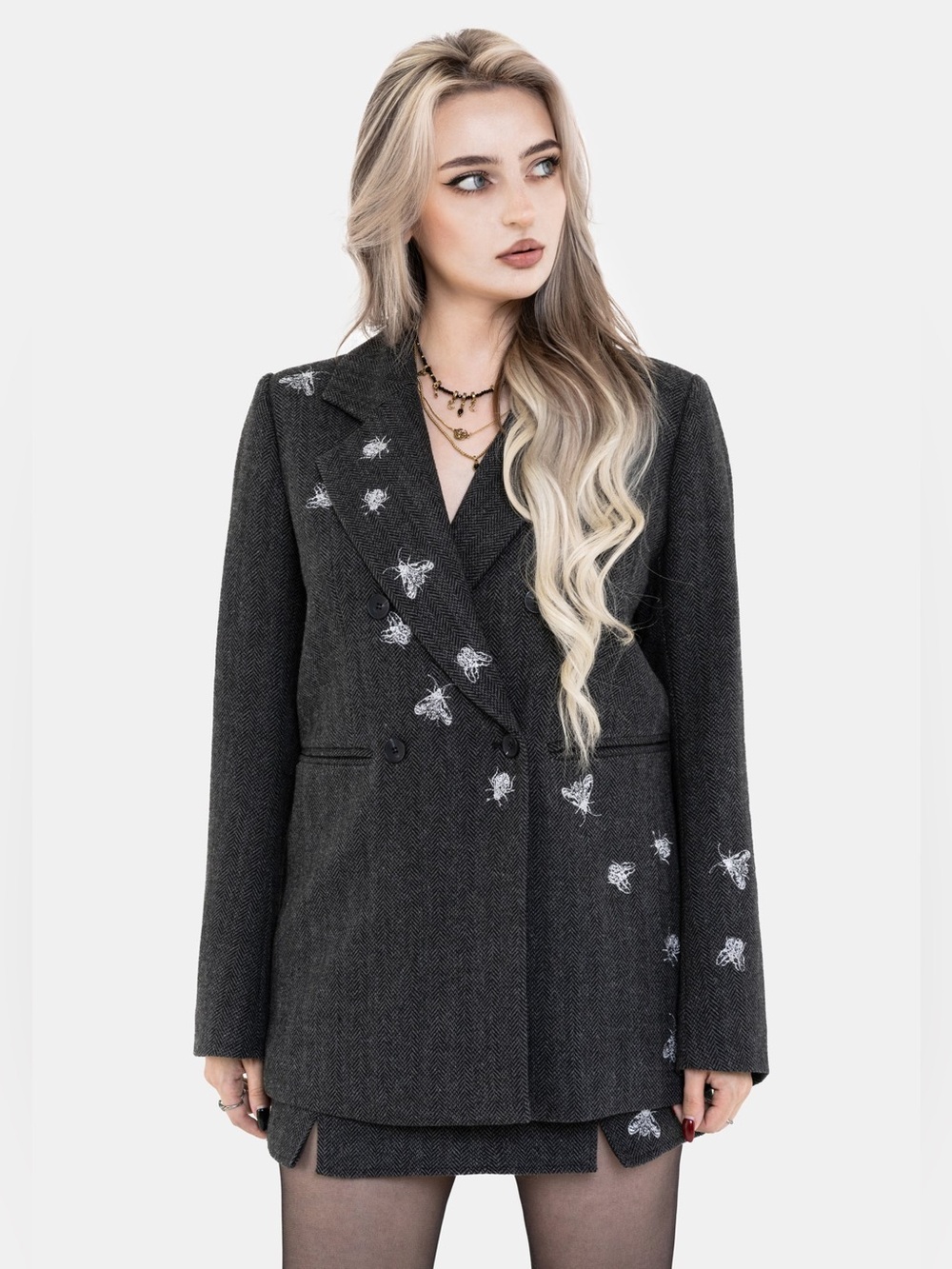 Disturbia Chrysina Beetle Sequin Embellished Relaxed Blazer US 16 / UK 20 - Picture 8 of 9